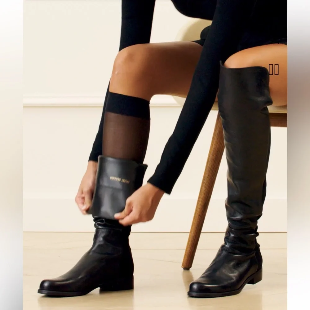 Stuart Weitzman 5050 Knee-High Boots In Black Leather Boots size 6.5 new